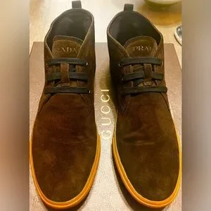 Prada | Shoes | Prada Dark Brown Suede Chukka Sneaker Size  display picture 3